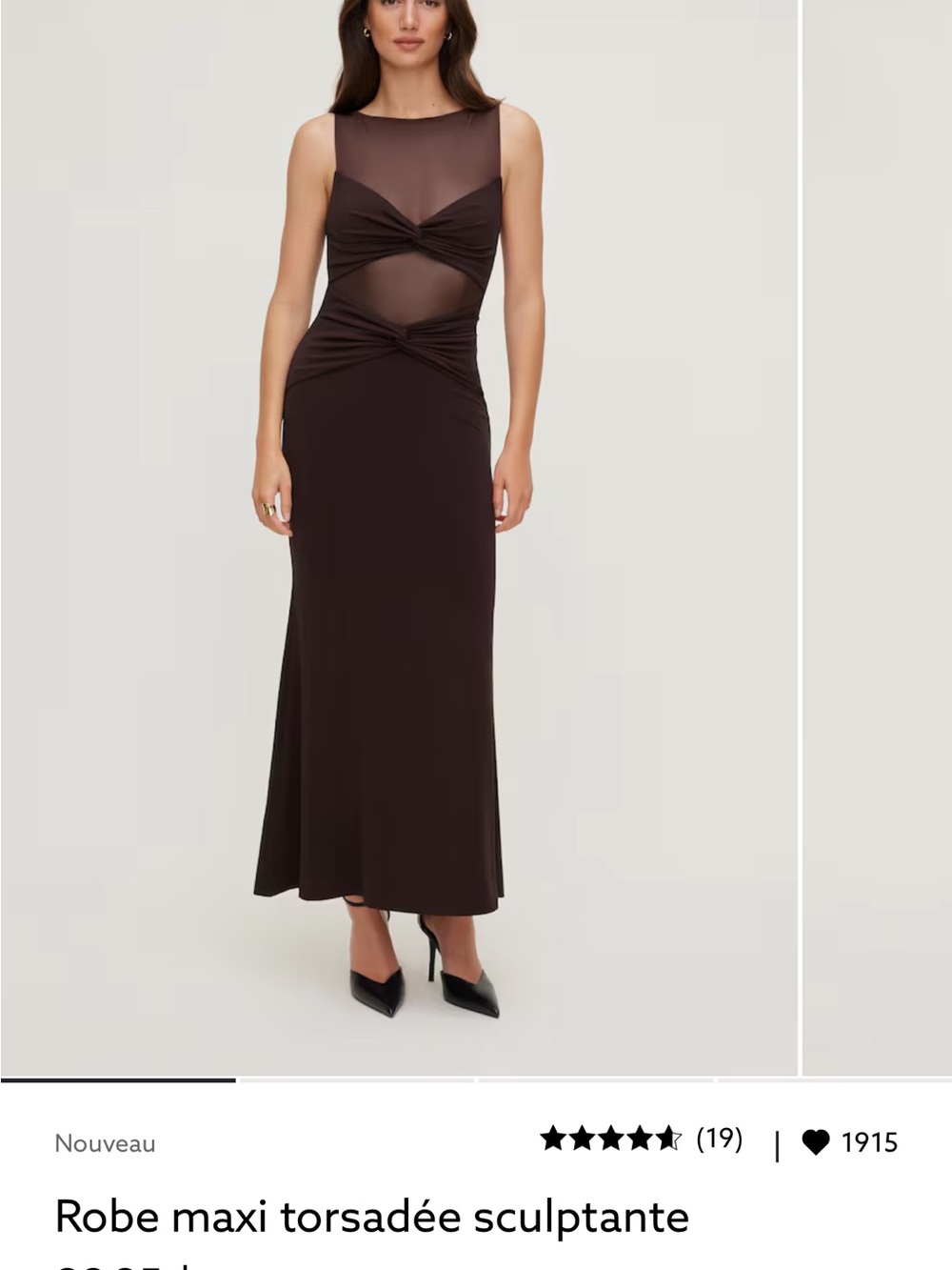 Dynamite Brown Twisted Mesh Panel Maxi Dress